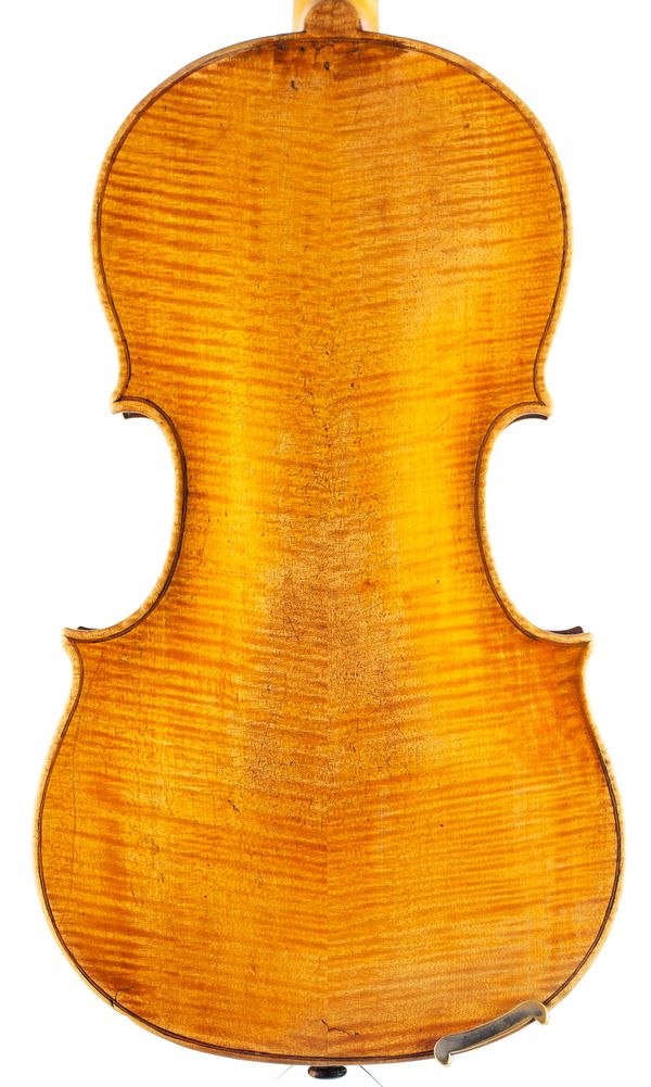 Back of a violin by Carlo Antonio Testore, Milan, circa 1725 - plain wood, scratched purfling
