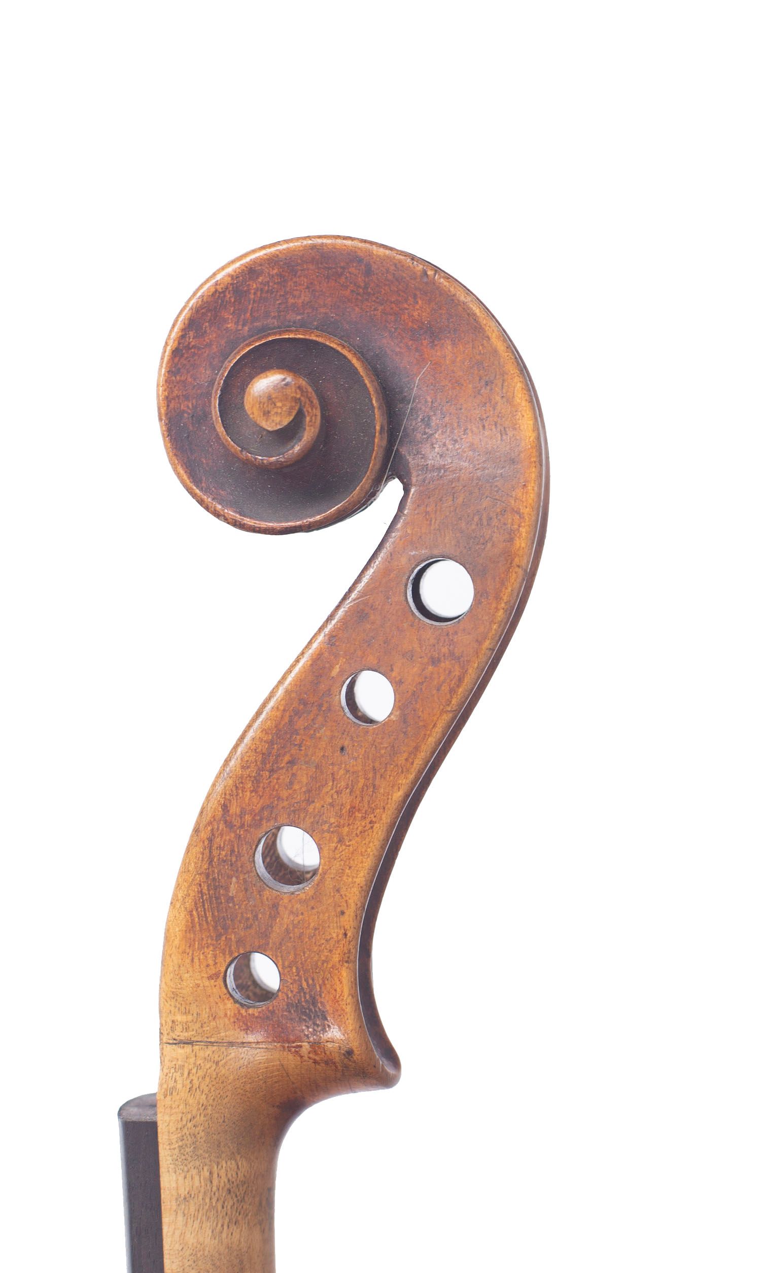 Violin, Workshop of Caussin, circa 1890 — scroll