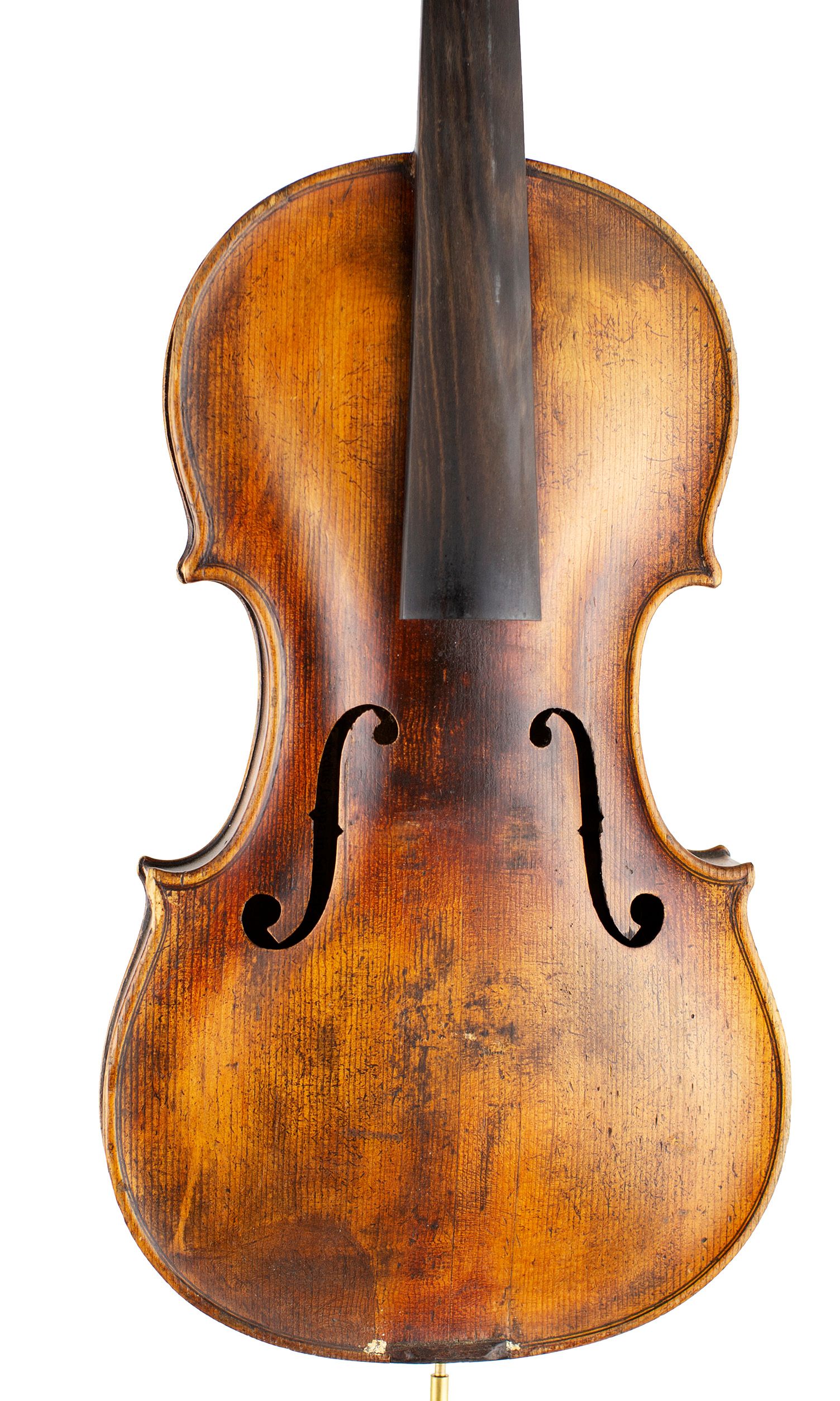 Violin, Workshop of Caussin, circa 1890 — angled view, 10°