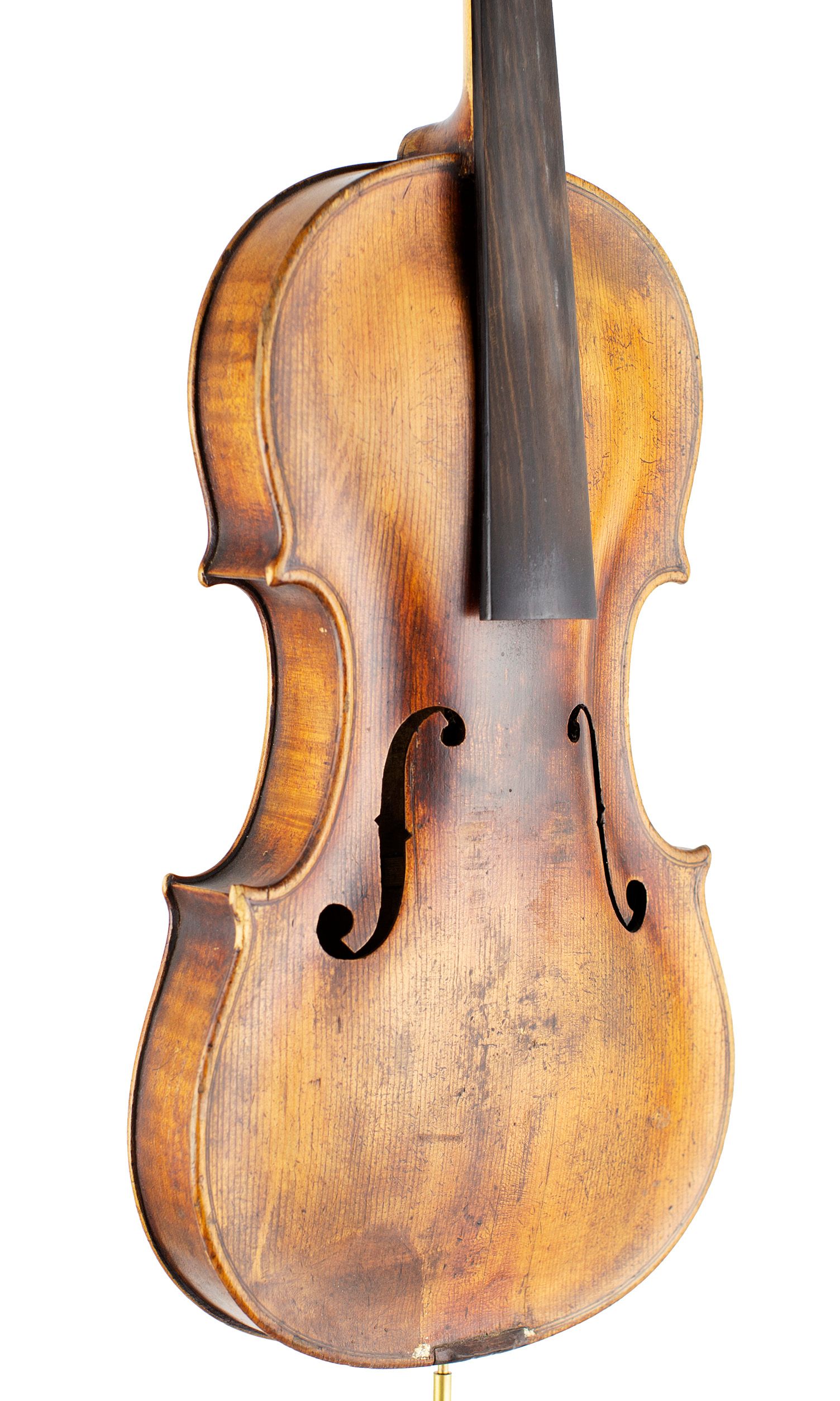 Violin, Workshop of Caussin, circa 1890 — angled view, 40°