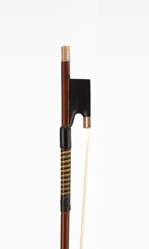 A gold-mounted violin bow by James Tubbs, London — frog detail
