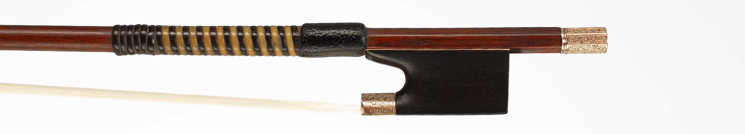 A gold-mounted violin bow by James Tubbs, London — frog