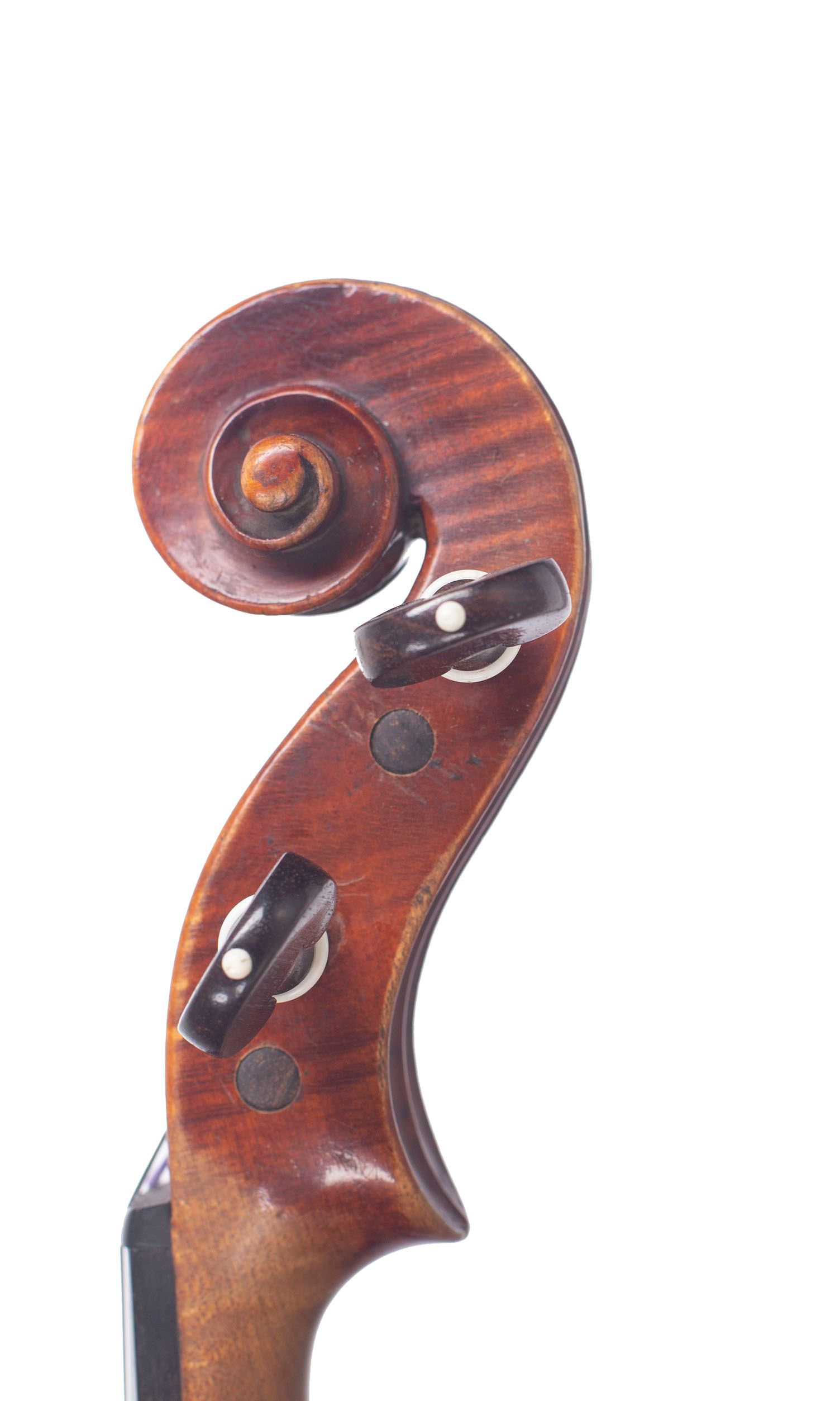 Violin by D. Nicolas Aine, Mirecourt, circa 1830 — scroll
