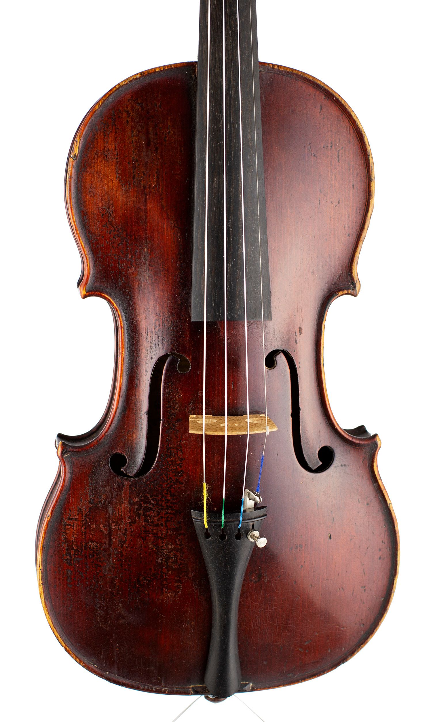 Violin by D. Nicolas Aine, Mirecourt, circa 1830 — angled view, 10°