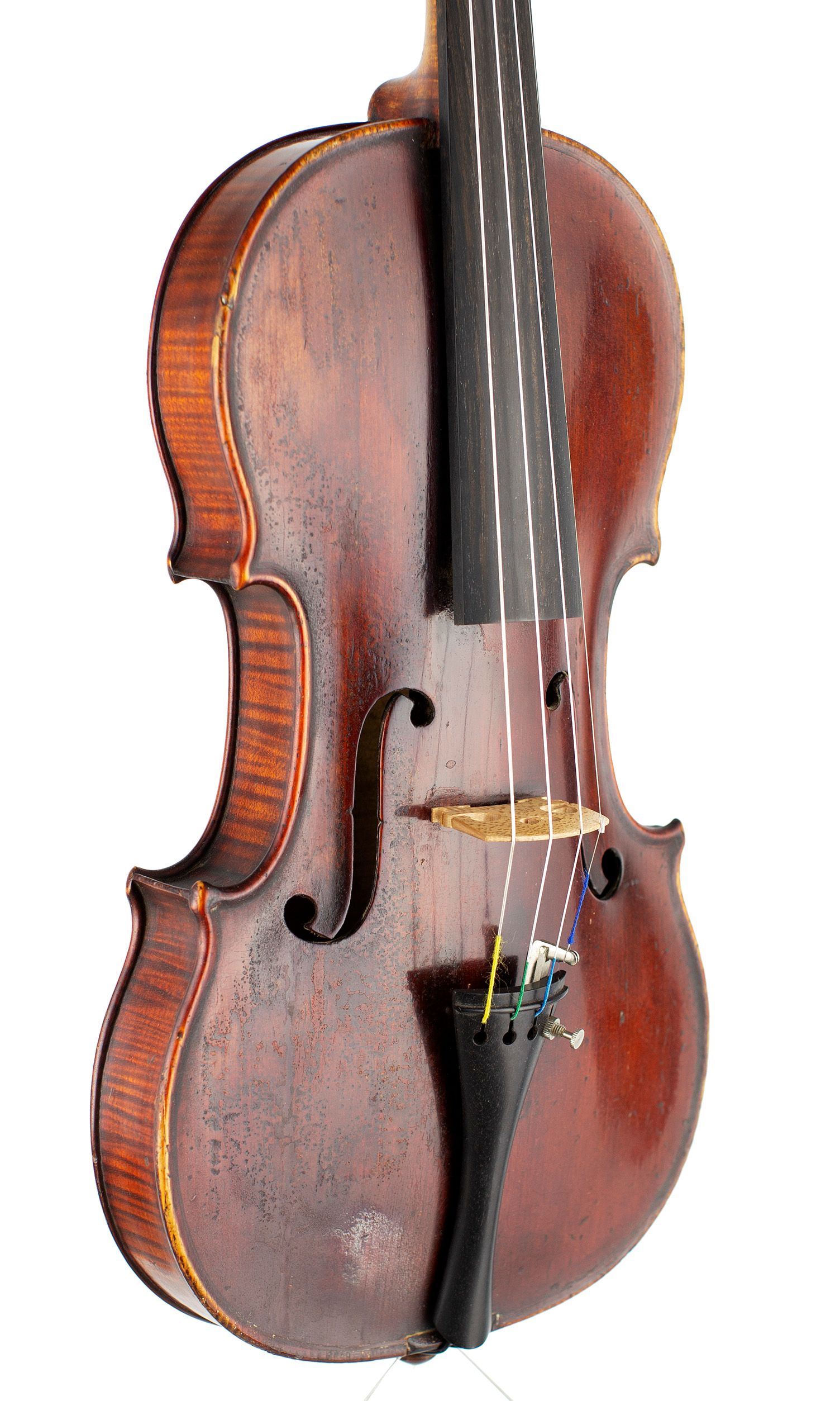Violin by D. Nicolas Aine, Mirecourt, circa 1830 — angled view, 40°