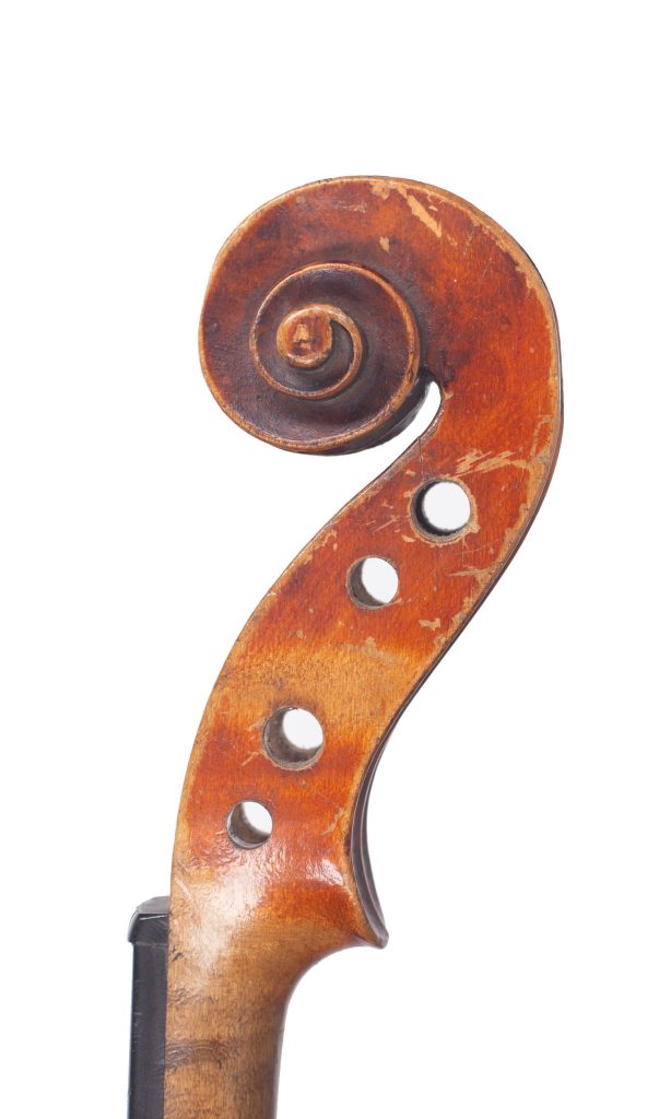 Violin, Circle of J. J. Grandjon, Mirecourt, circa 1880 — scroll