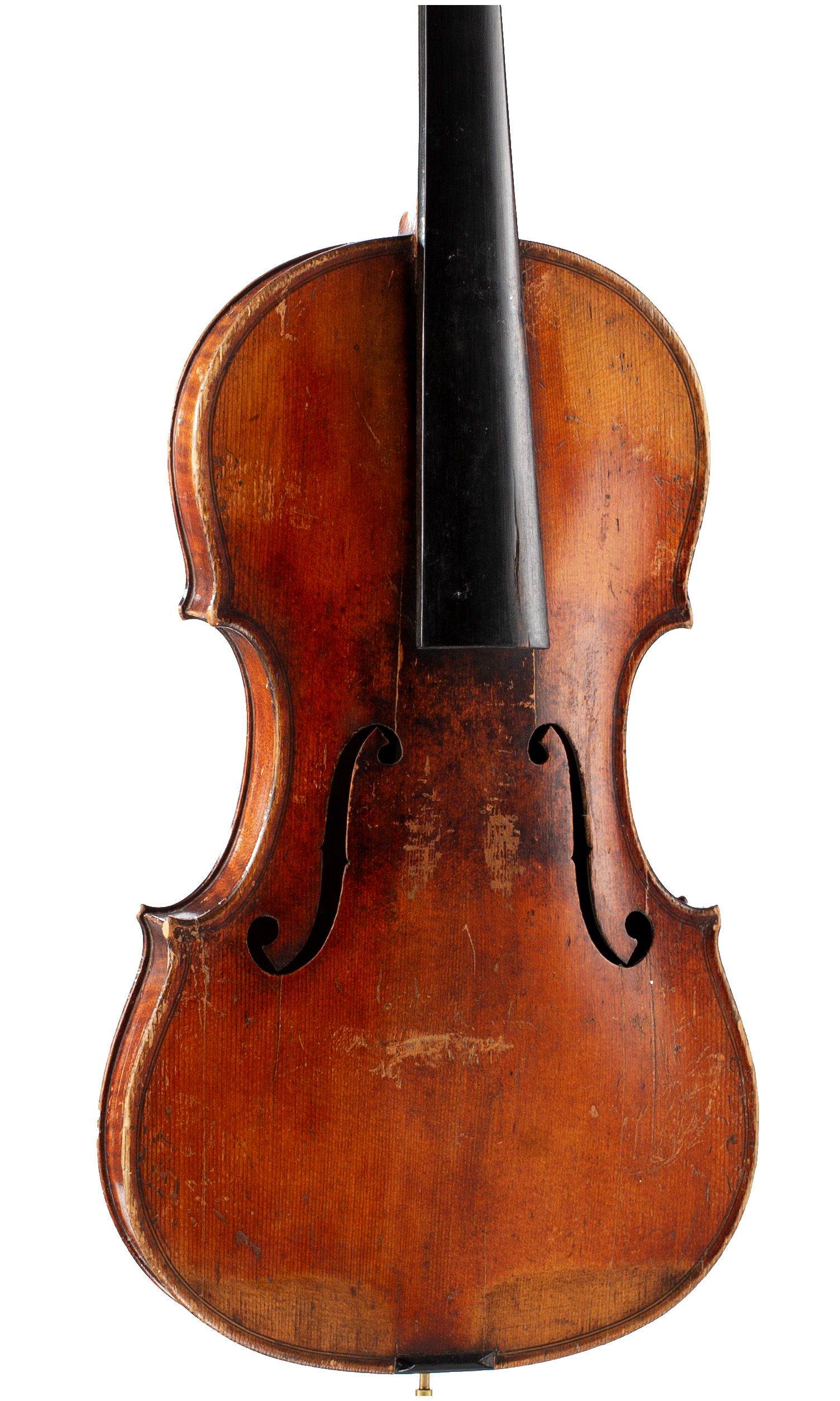 Violin, Circle of J. J. Grandjon, Mirecourt, circa 1880 — angled view, 20°