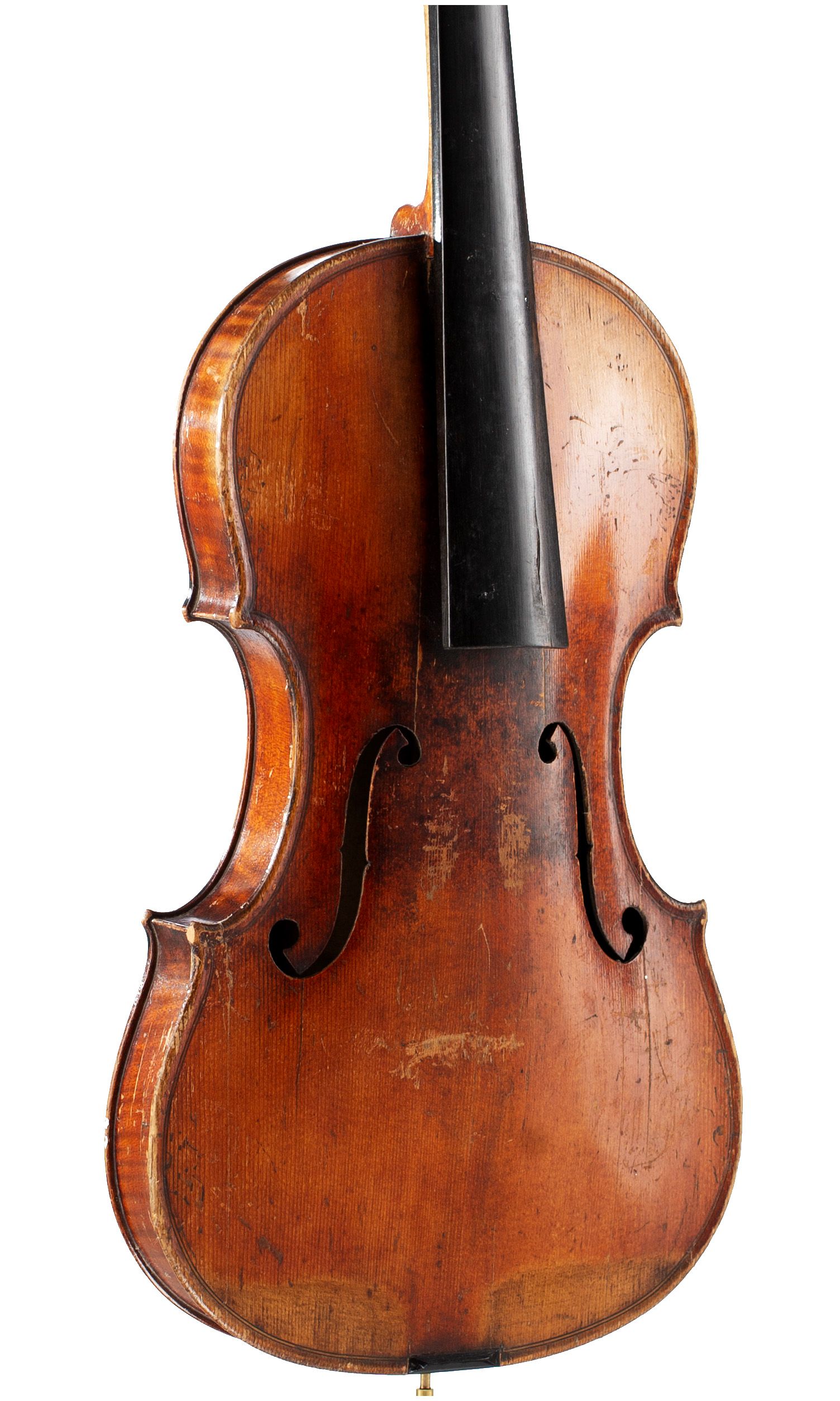 Violin, Circle of J. J. Grandjon, Mirecourt, circa 1880 — angled view, 30°