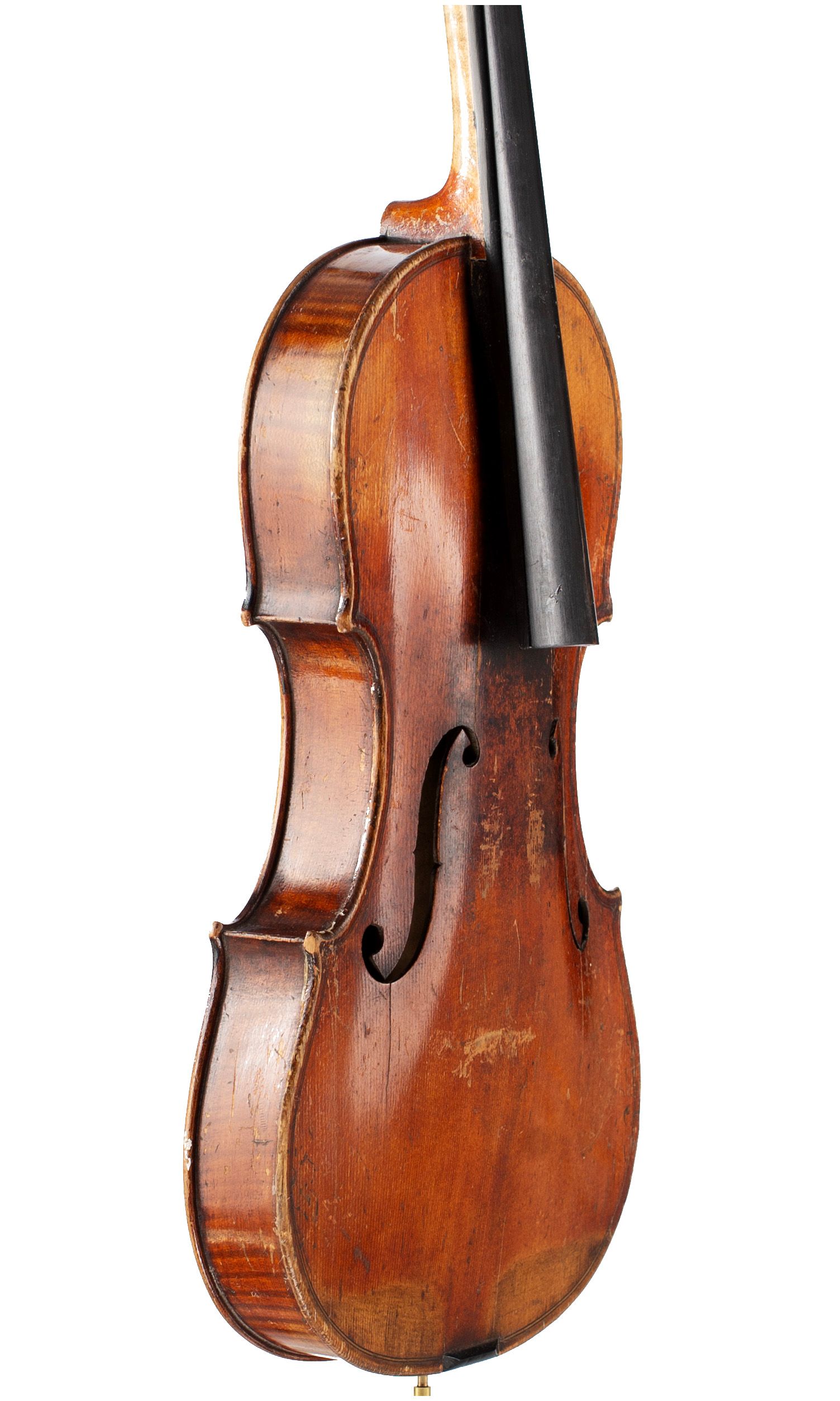 Violin, Circle of J. J. Grandjon, Mirecourt, circa 1880 — angled view, 60°