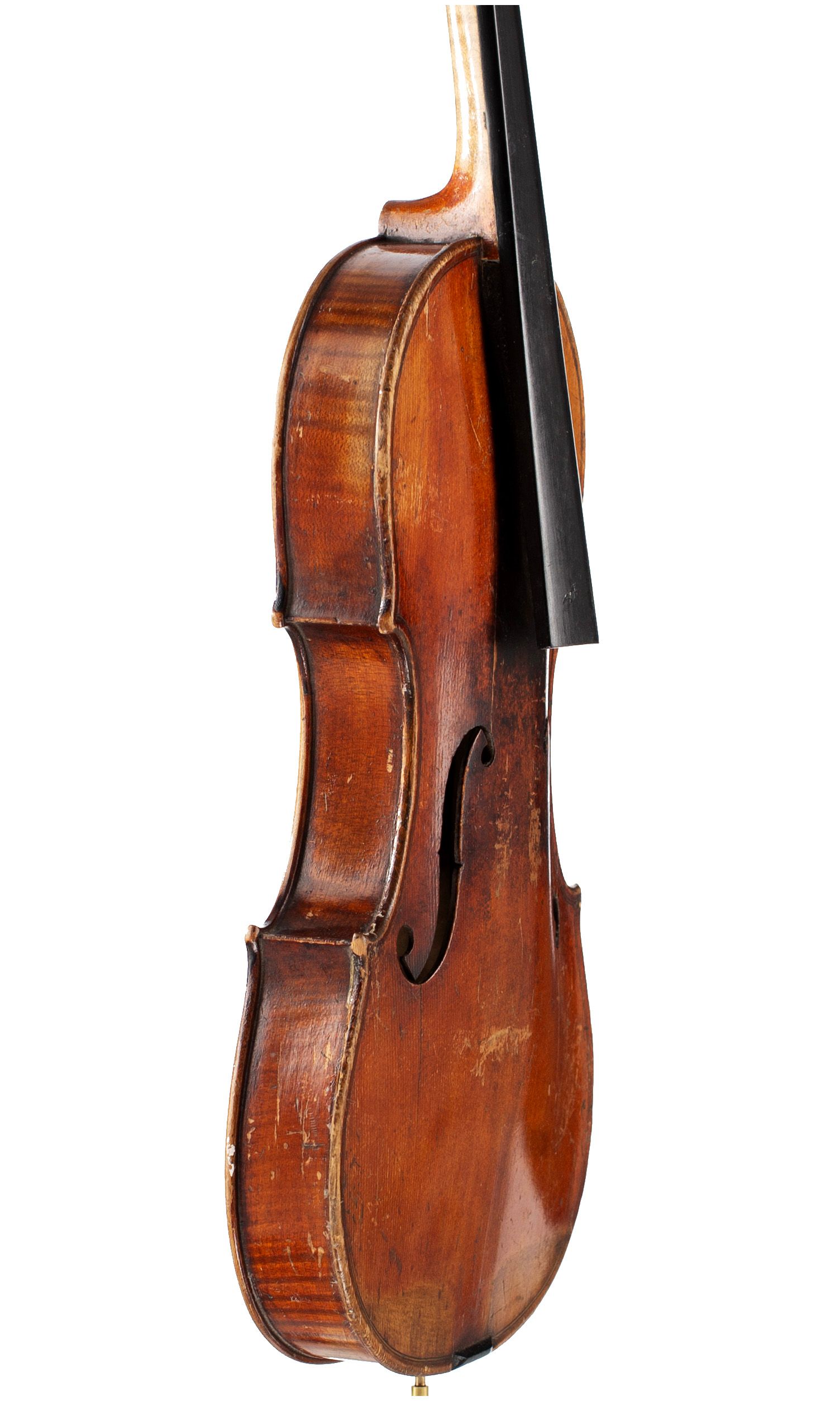Violin, Circle of J. J. Grandjon, Mirecourt, circa 1880 — angled view, 70°