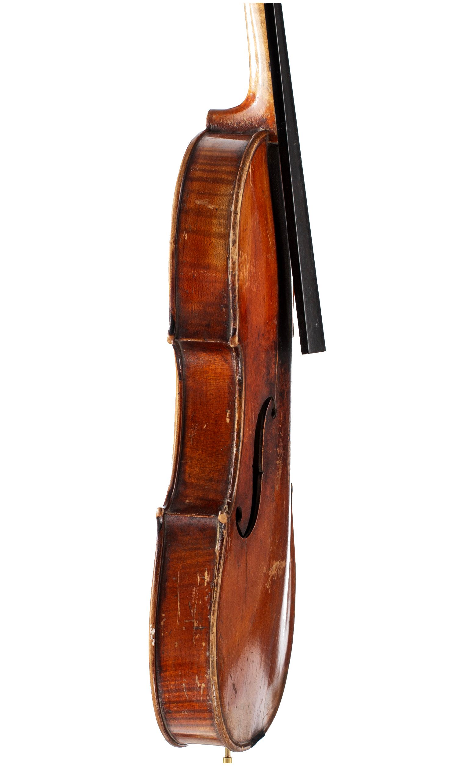 Violin, Circle of J. J. Grandjon, Mirecourt, circa 1880 — angled view, 80°