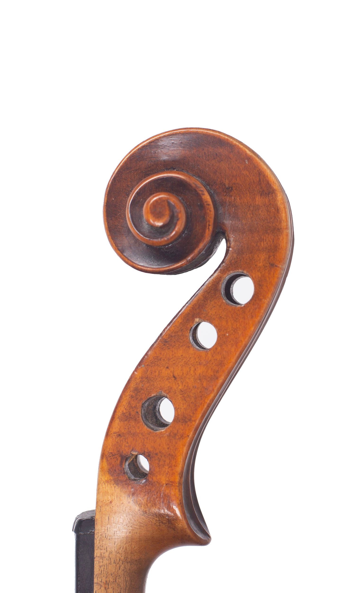 Violin, Workshop of Nicolas Aine, France, circa 1820 — scroll