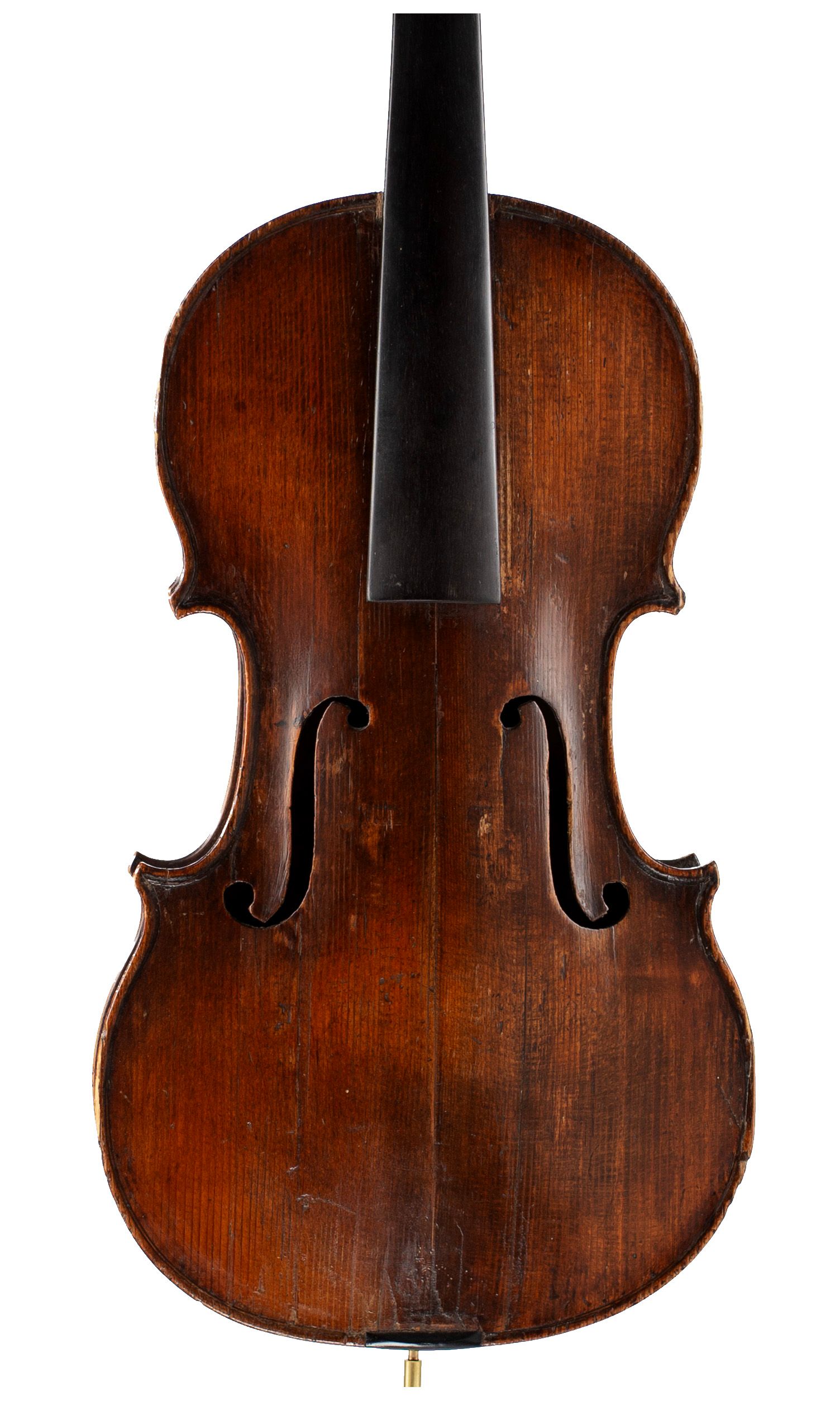 Violin, Workshop of Nicolas Aine, France, circa 1820 — angled view, 10°