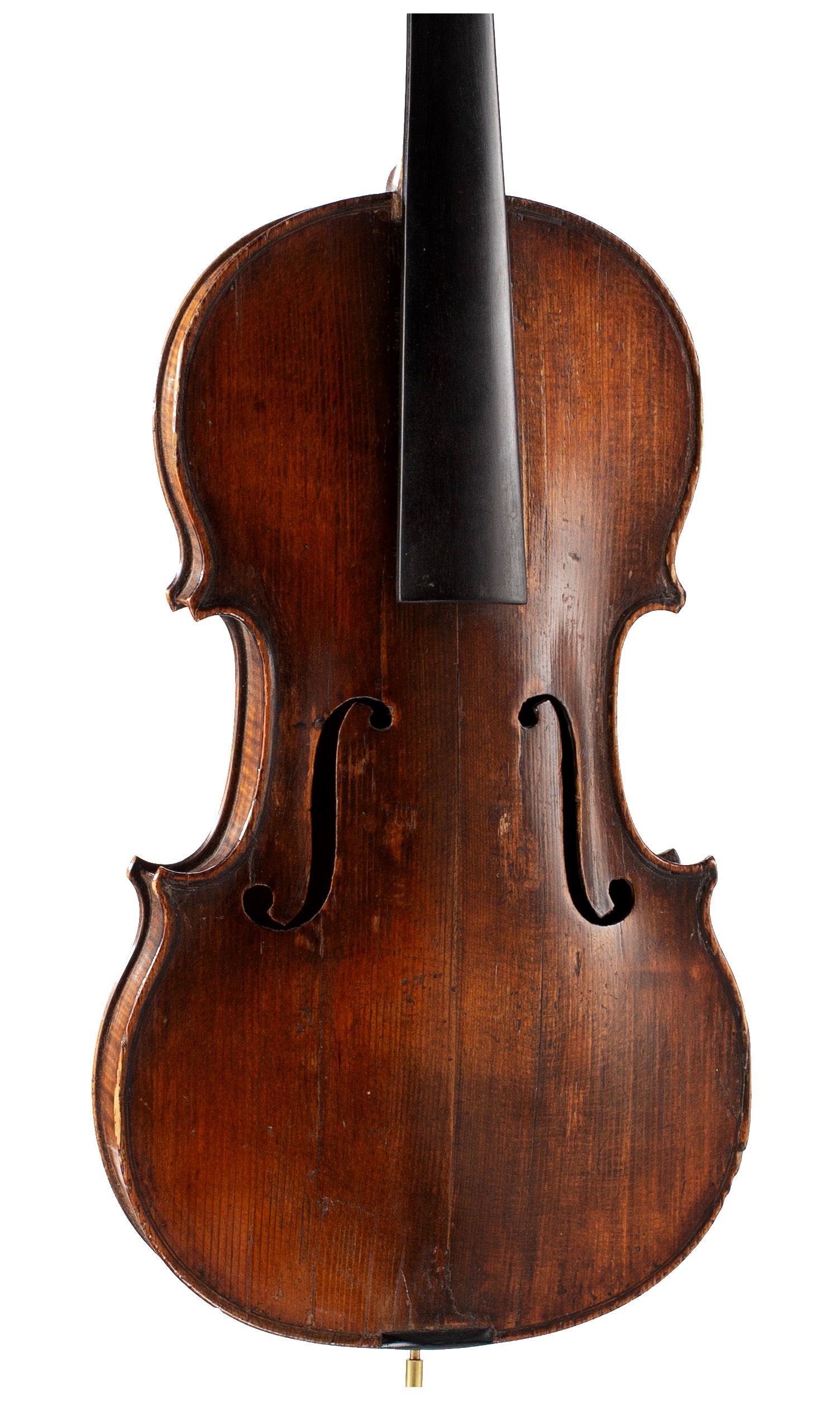 Violin, Workshop of Nicolas Aine, France, circa 1820 — angled view, 20°