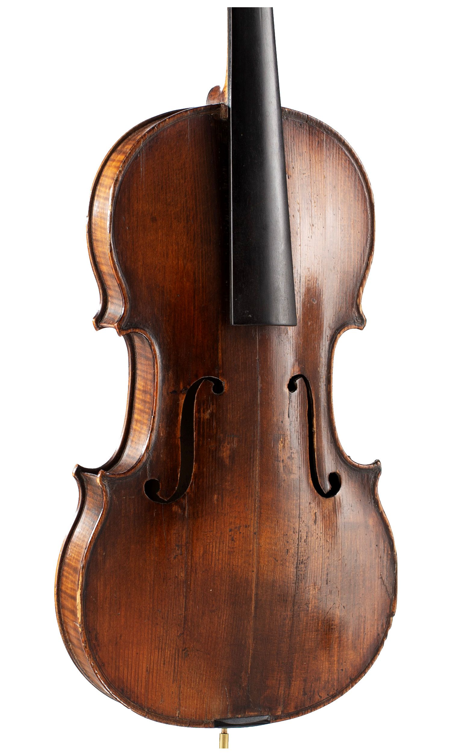 Violin, Workshop of Nicolas Aine, France, circa 1820 — angled view, 30°