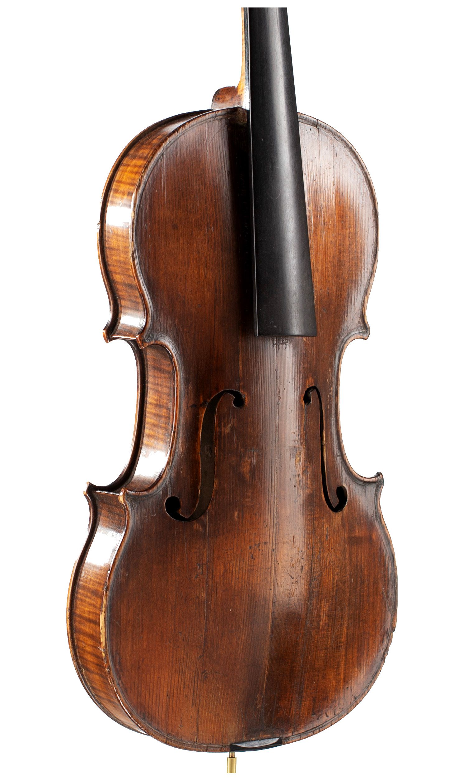 Violin, Workshop of Nicolas Aine, France, circa 1820 — angled view, 40°