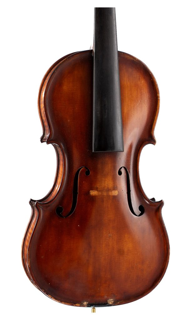 A violin by Harold E. Perkins, Liverpool, 1951 — angled view, 20°