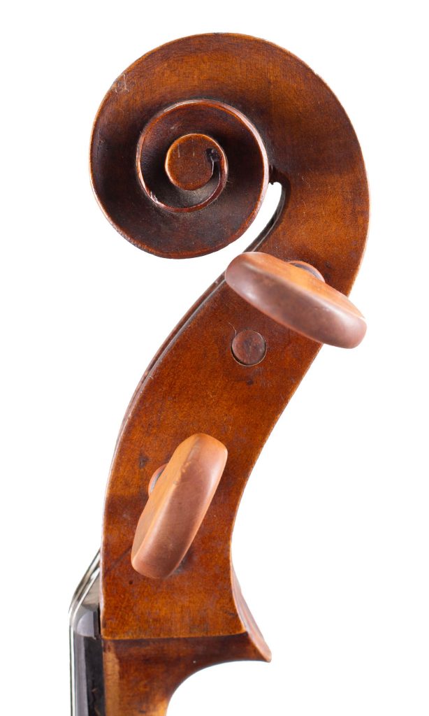 Cello, Workshop of Jérôme Thibouville-Lamy, Mirecourt, circa 1900 — scroll