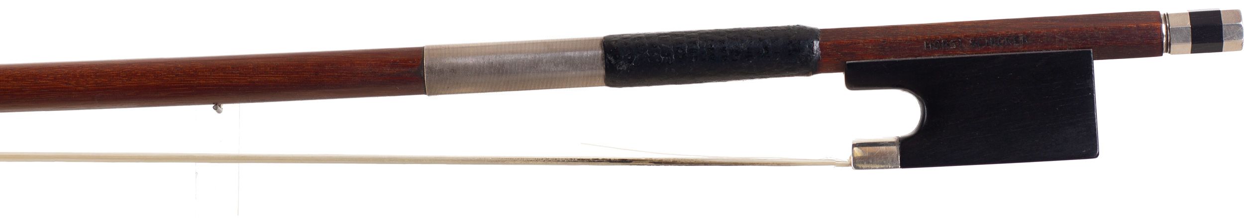 A silver-mounted violin bow by Horst Schicker & Son, Germany — frog