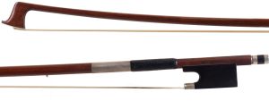 A silver-mounted violin bow by Horst Schicker & Son, Germany — head and frog