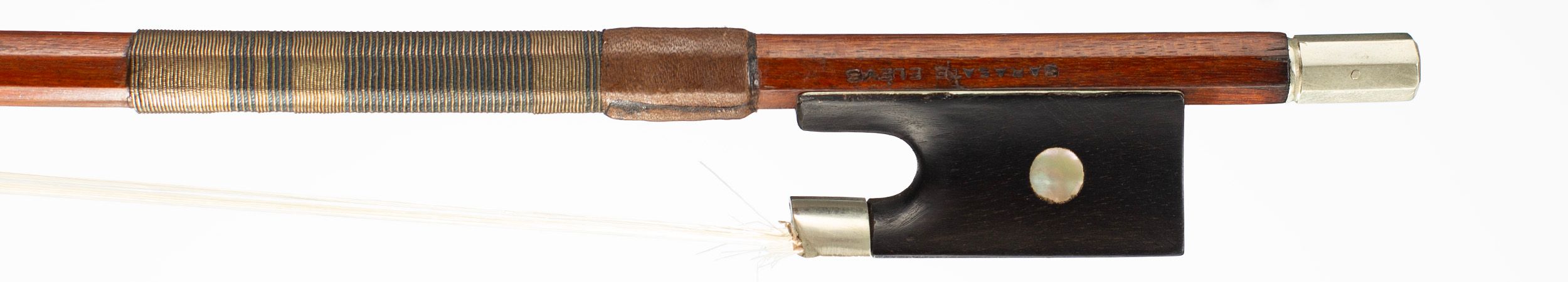 A nickel-mounted violin bow by Jérôme Thibouville-Lamy, Mirecourt, circa 1910 — frog