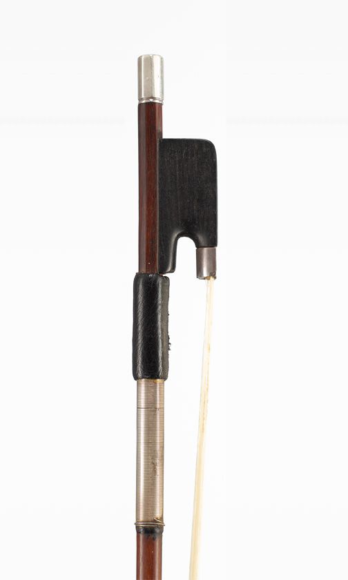A silver-mounted violin bow by James Tubbs, London, circa 1880 — frog detail
