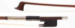 A silver-mounted violin bow by James Tubbs, London, circa 1880 — head and frog