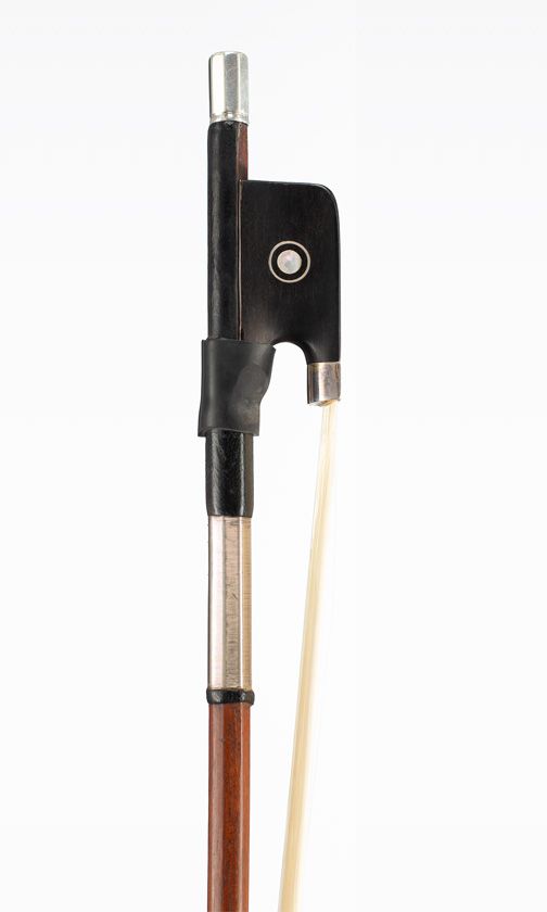 A silver-mounted cello bow by Vigneron Pére, circa 1900 — frog detail