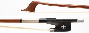 A silver-mounted cello bow by Vigneron Pére, circa 1900 — head and frog