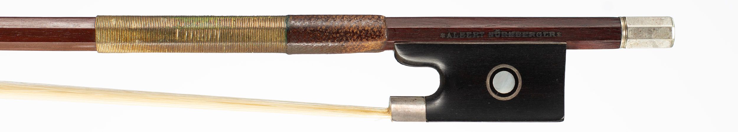 A silver-mounted violin bow by Albert Nürnburger, Germany — frog
