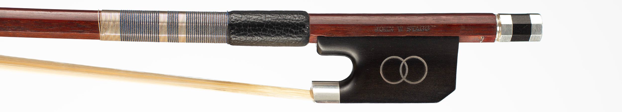 A silver-mounted cello bow by John Stagg, Bristol — frog