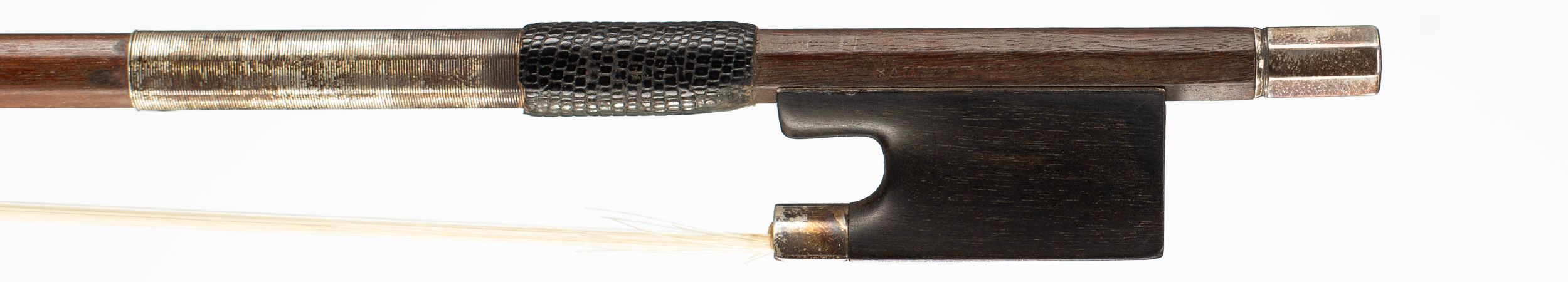 A silver-mounted violin bow by Albert Nürnberger, Germany — frog