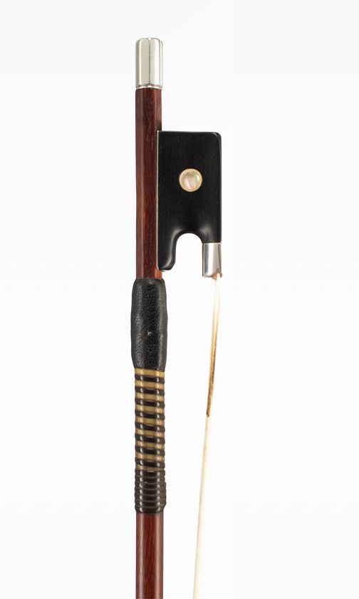 A silver-mounted violin bow by James Tubbs, London, circa 1880 — frog detail