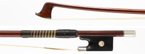 A silver-mounted violin bow by James Tubbs, London, circa 1880 — head and frog