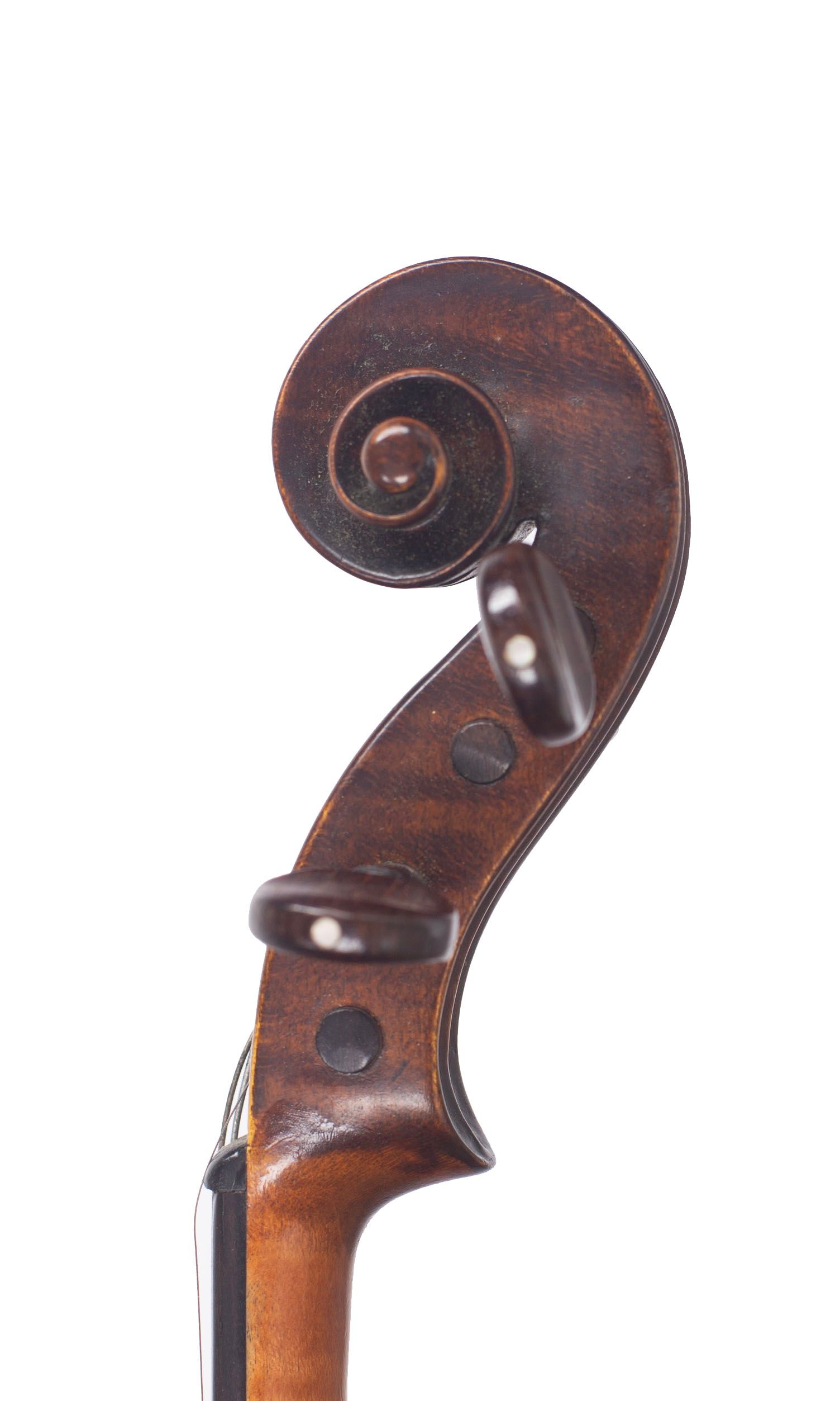 Violin by G. Powell, Bridlington, 1924 — scroll