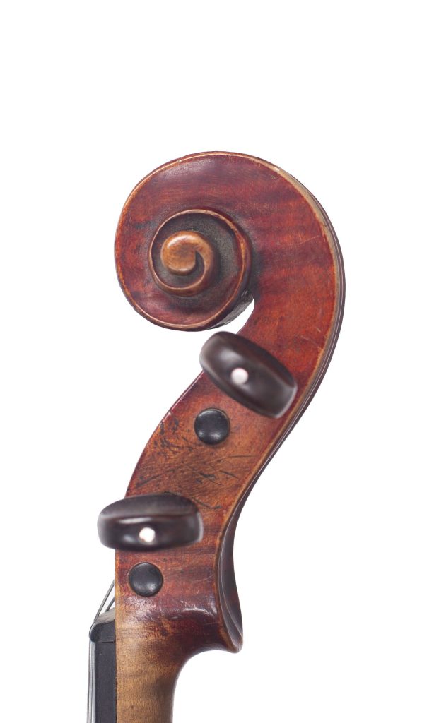 Violin, Workshop of Alfred Moritz, Germany, circa 1890 — scroll
