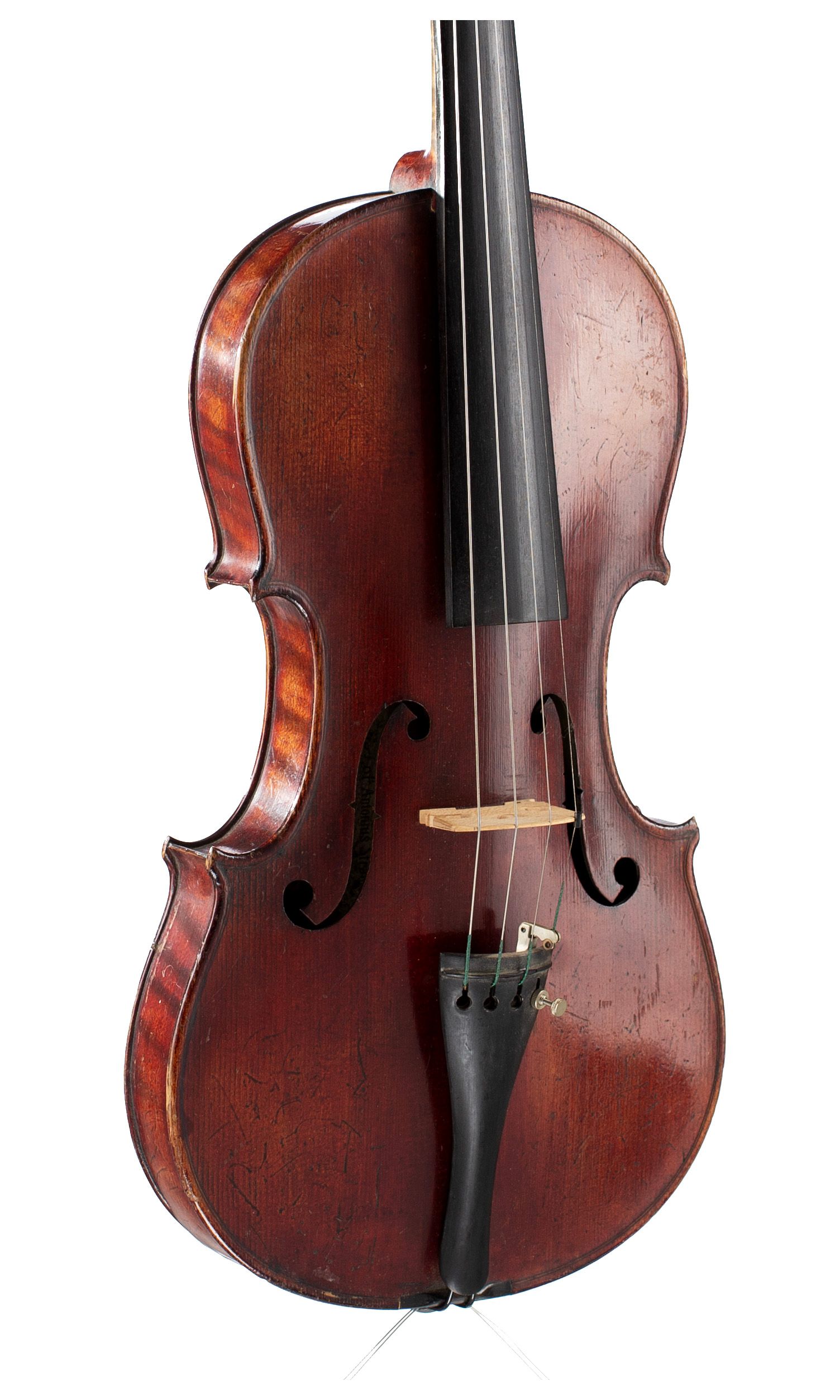 Violin, Workshop of Alfred Moritz, Germany, circa 1890 — angled view, 30°