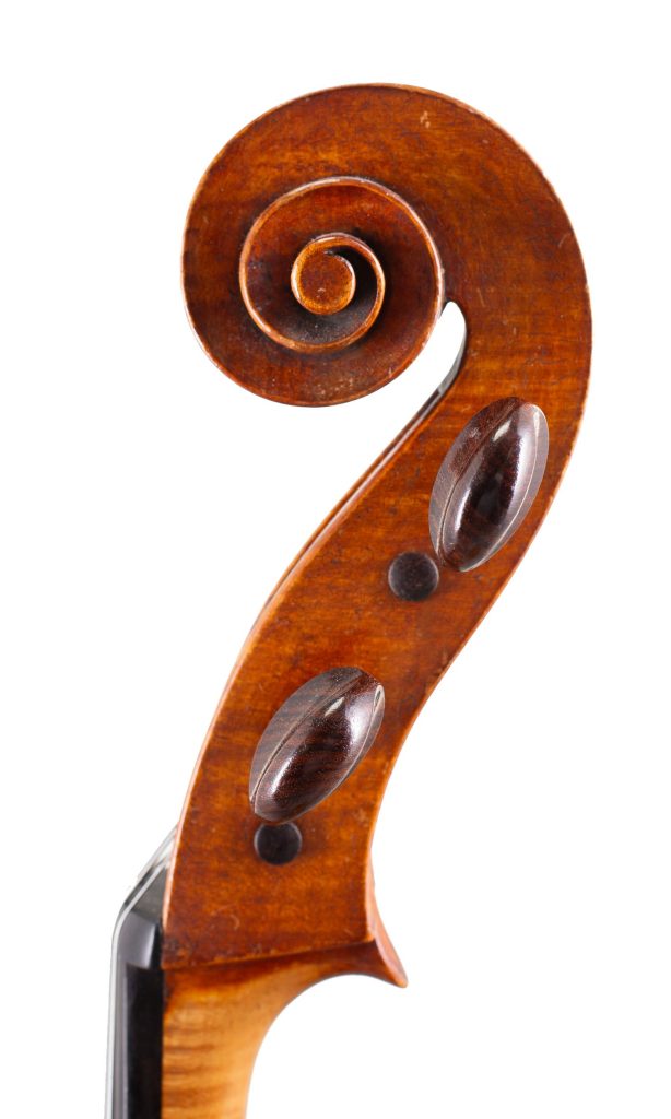 Cello by Thomas Kennedy, circa 1835 — scroll