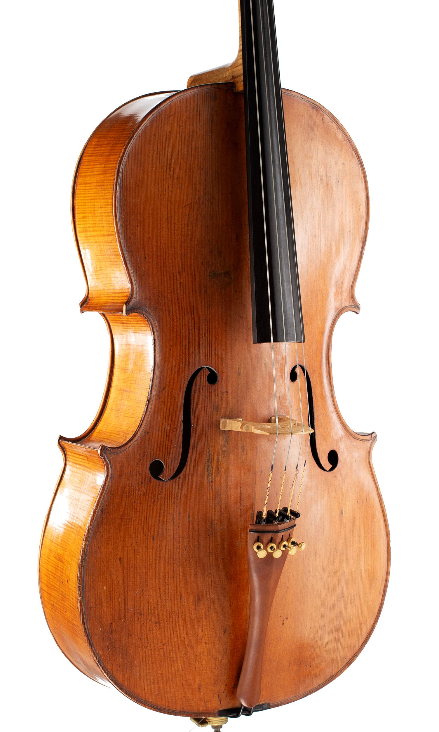 Cello by Thomas Kennedy, circa 1835 — angled view, 30°