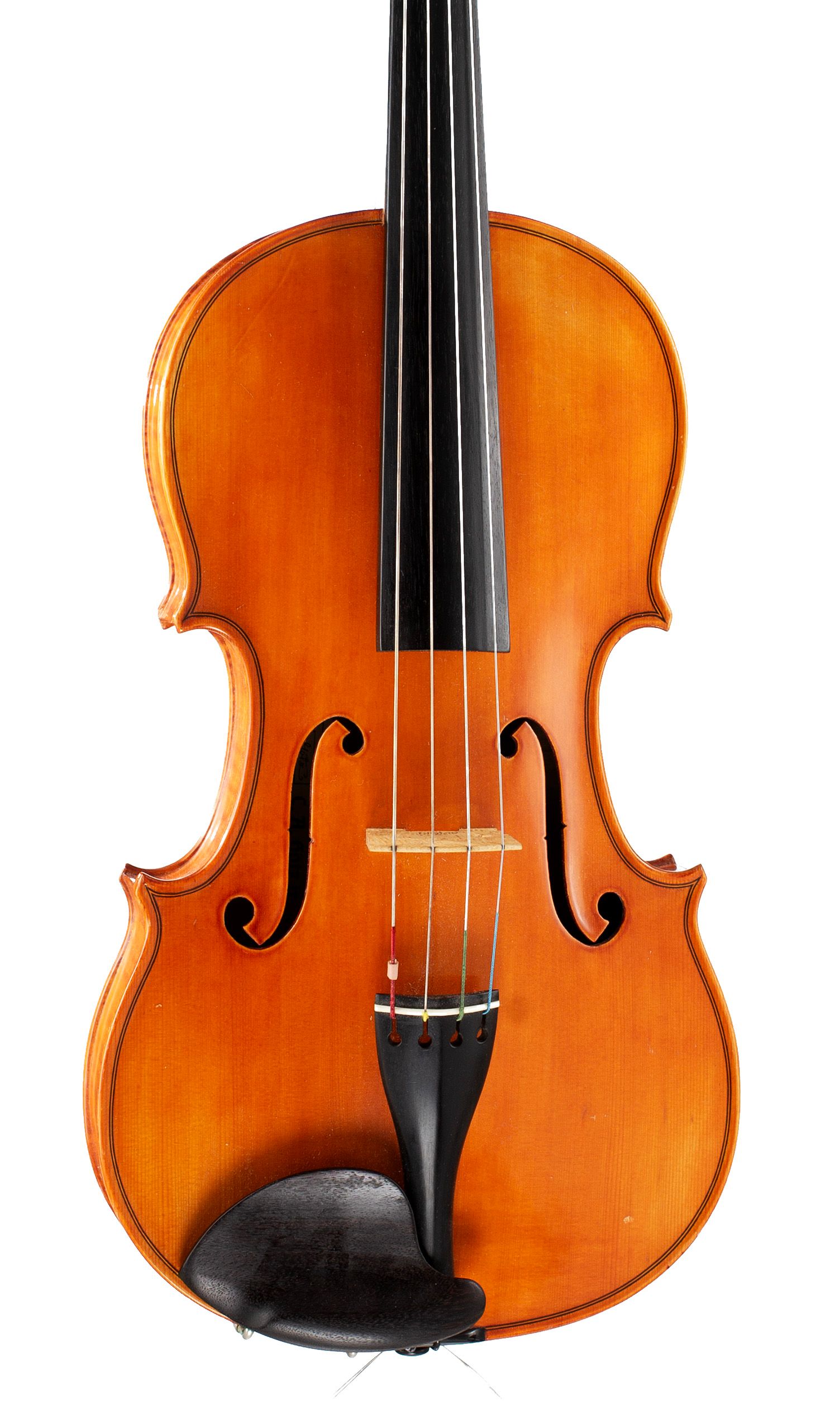 Viola, Workshop of C. A. Gotz, Germany, 1980 — angled view, 10°