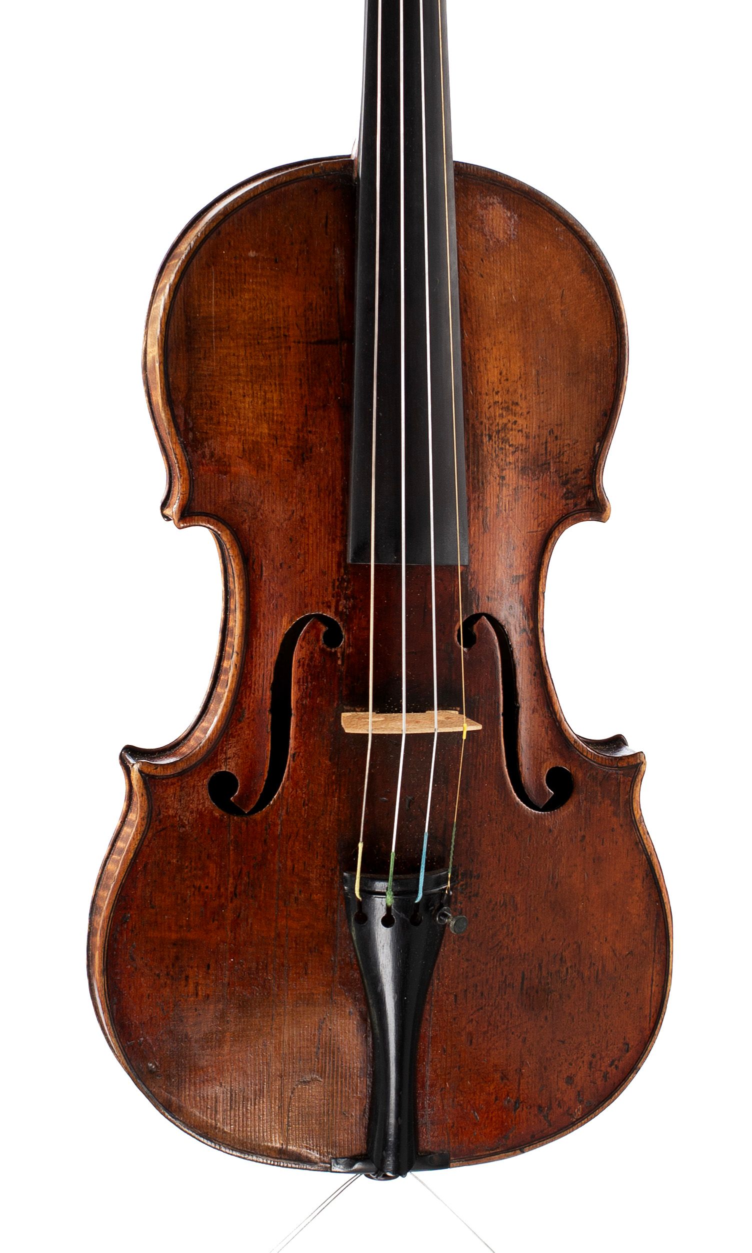 Violin by Auguste Sébastien Philippe Bernardel, Paris, circa 1830 — angled view, 10°