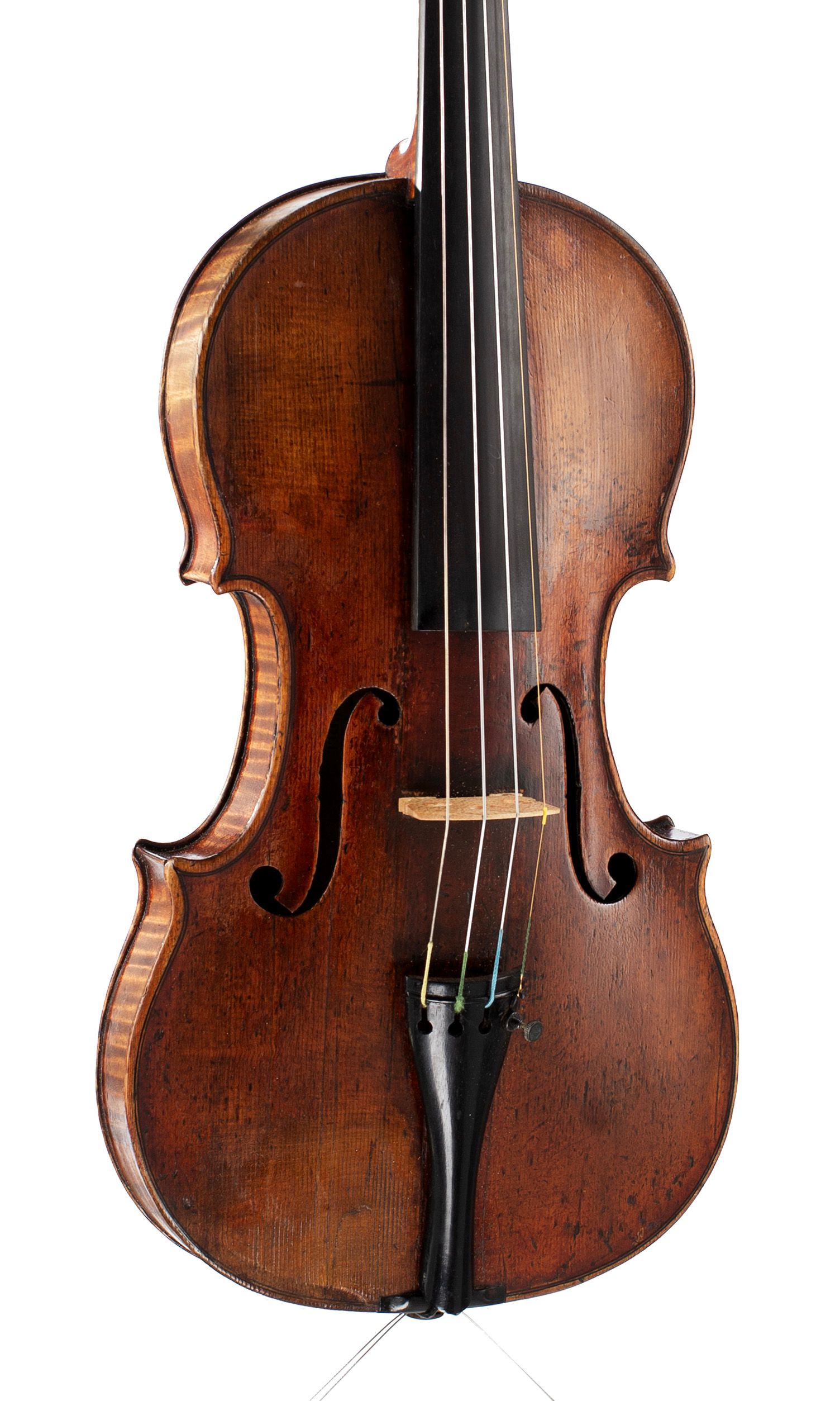 Violin by Auguste Sébastien Philippe Bernardel, Paris, circa 1830 — angled view, 20°