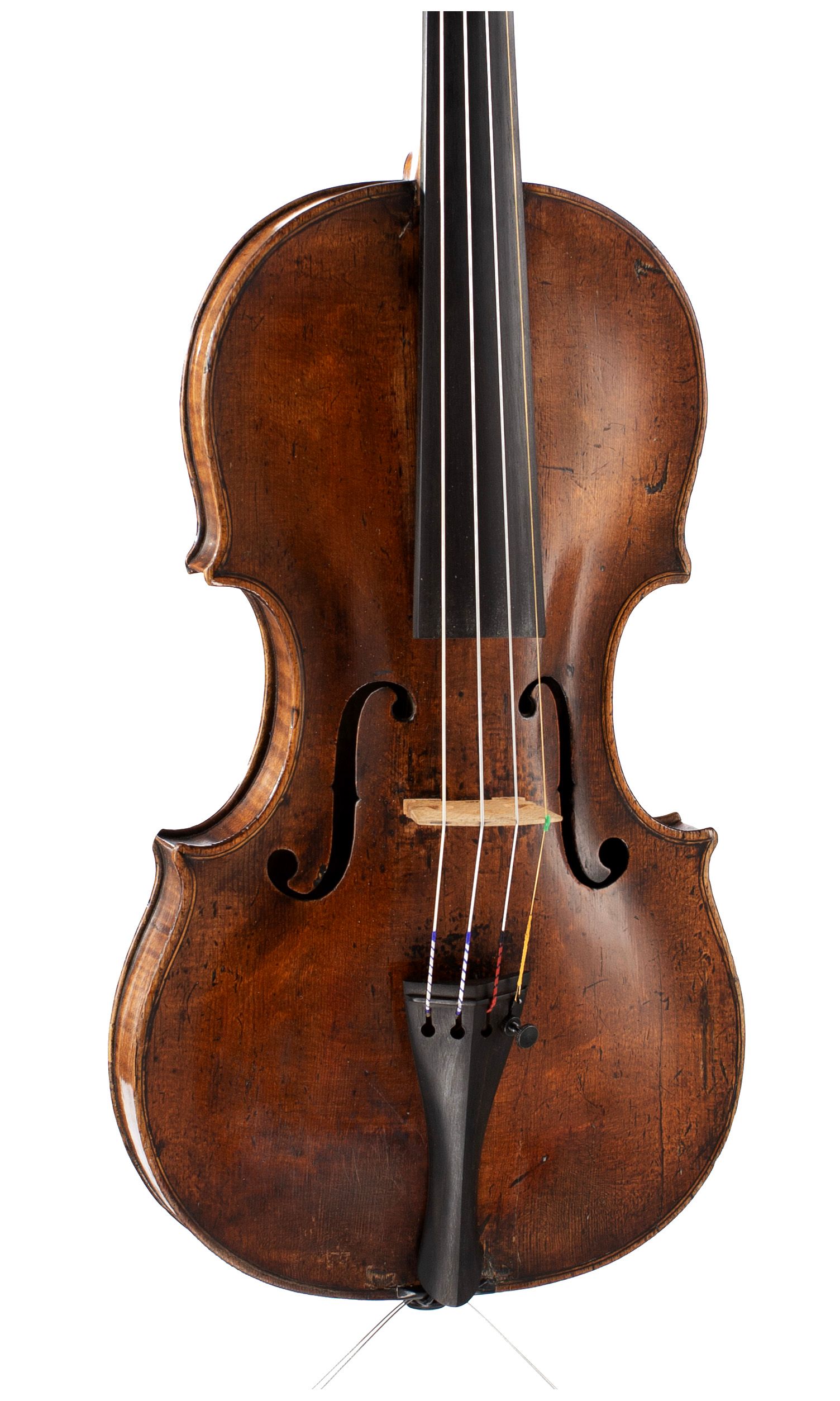 Violin by Richard Duke, London, circa 1760 — angled view, 20°
