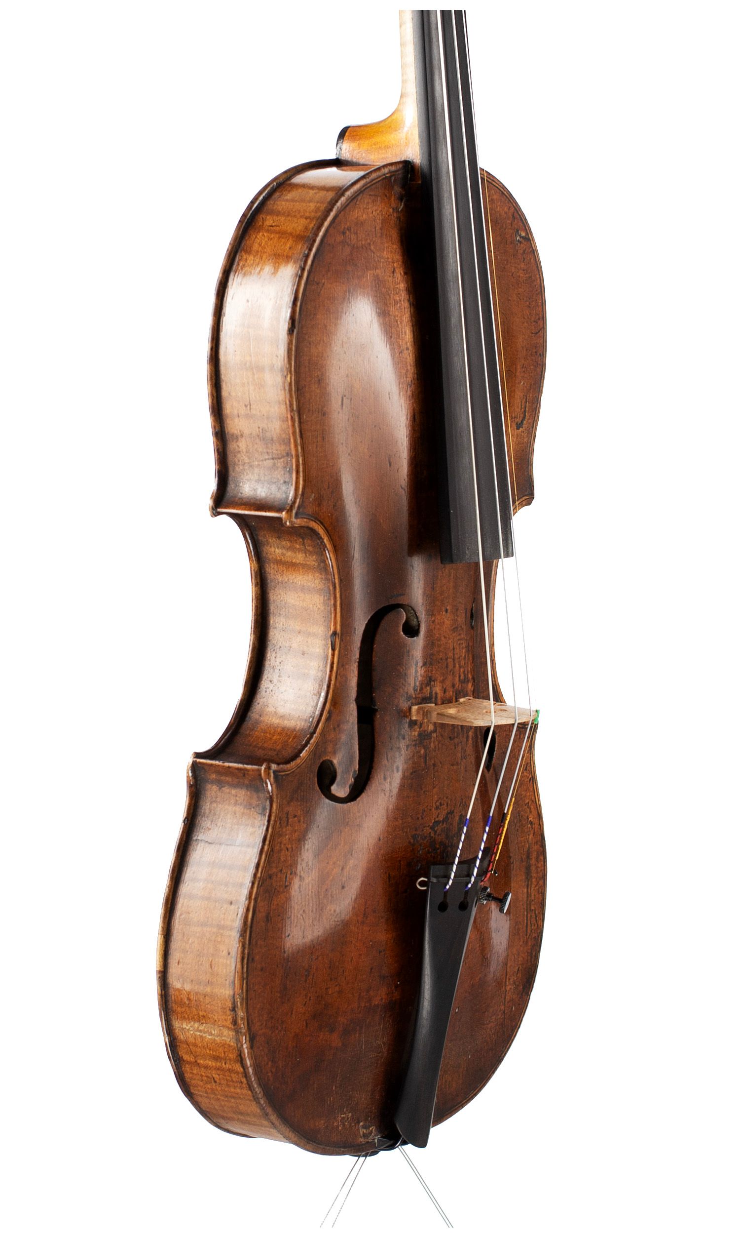 Violin by Richard Duke, London, circa 1760 — angled view, 60°