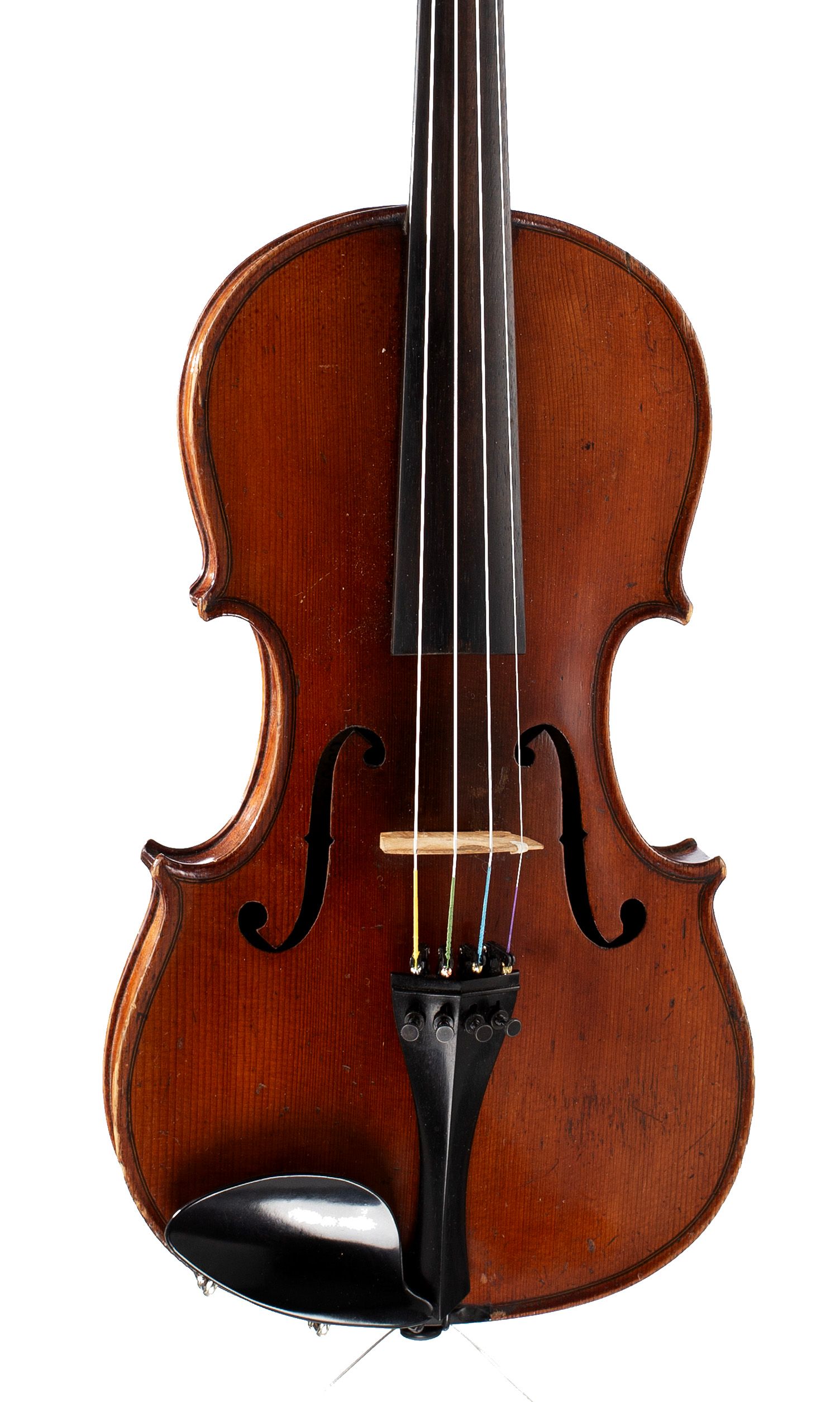 Violin, Workshop of Alfred Moritz, Germany, 1893 — angled view, 10°