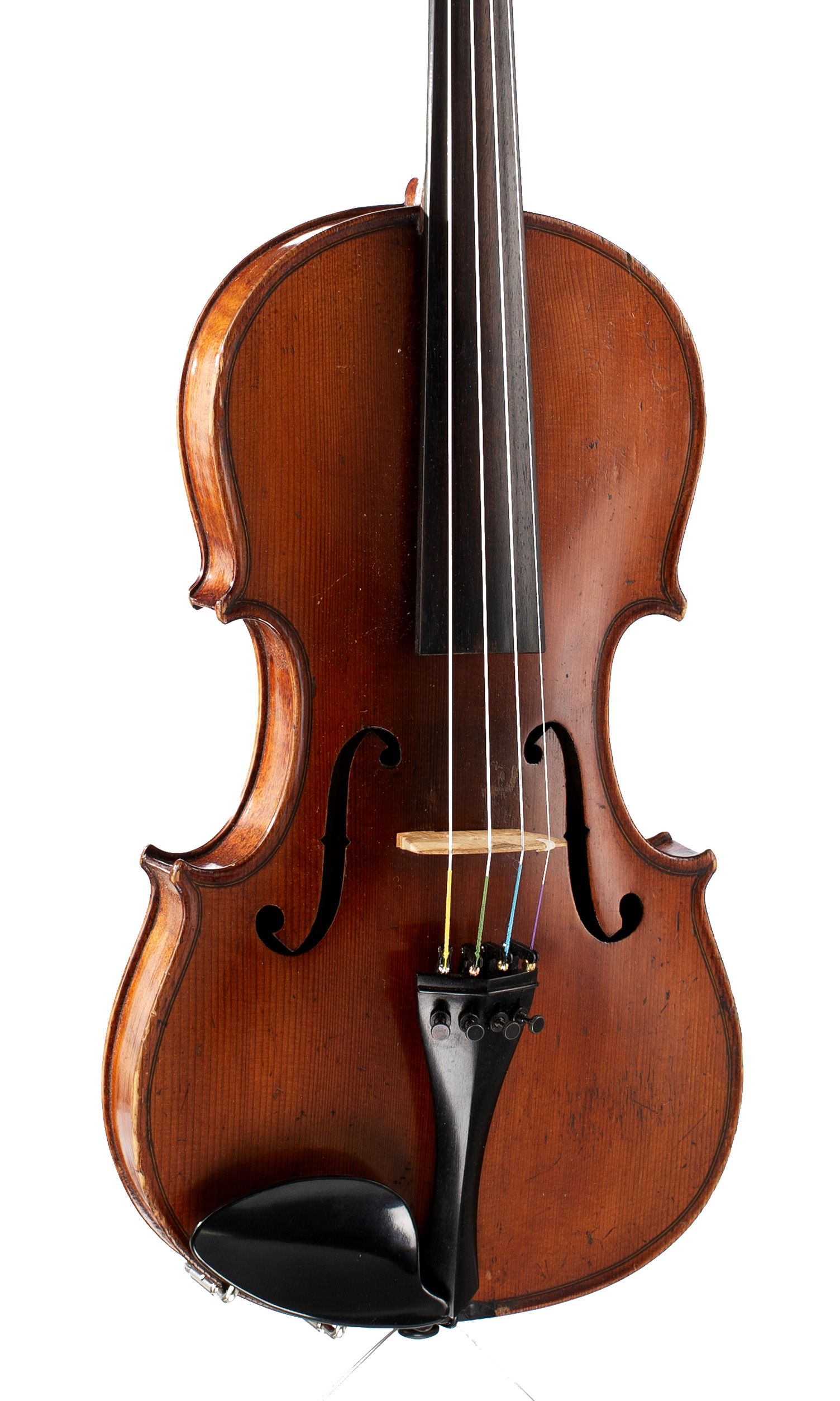 Violin, Workshop of Alfred Moritz, Germany, 1893 — angled view, 20°