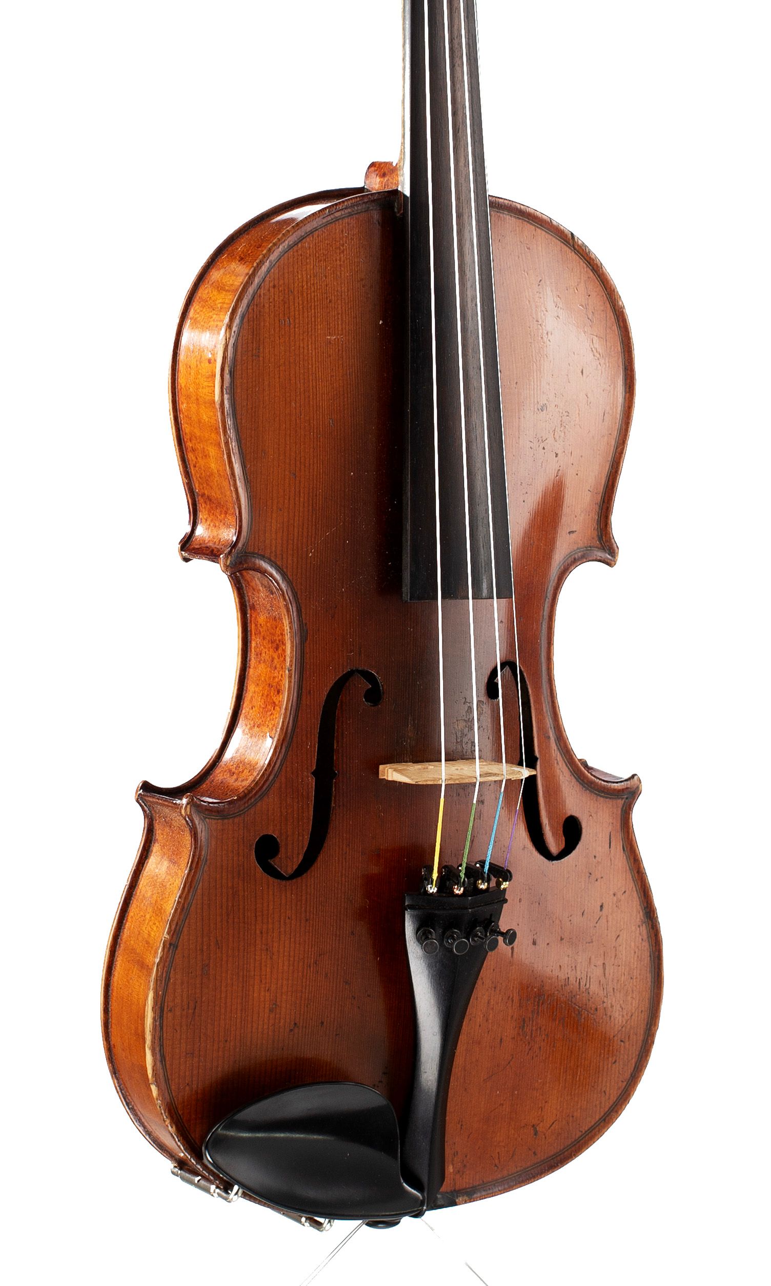 Violin, Workshop of Alfred Moritz, Germany, 1893 — angled view, 30°