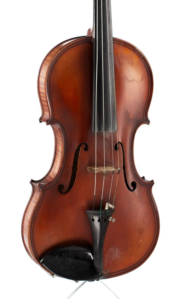 A violin by Charles Jean-Baptiste Collin-Mézin III, Mirecourt, 1949 — angled view, 20°
