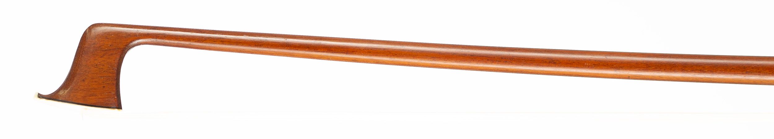 A nickel-mounted violin bow by Eugene Brouillier, Mirecourt, early 20th Century — head