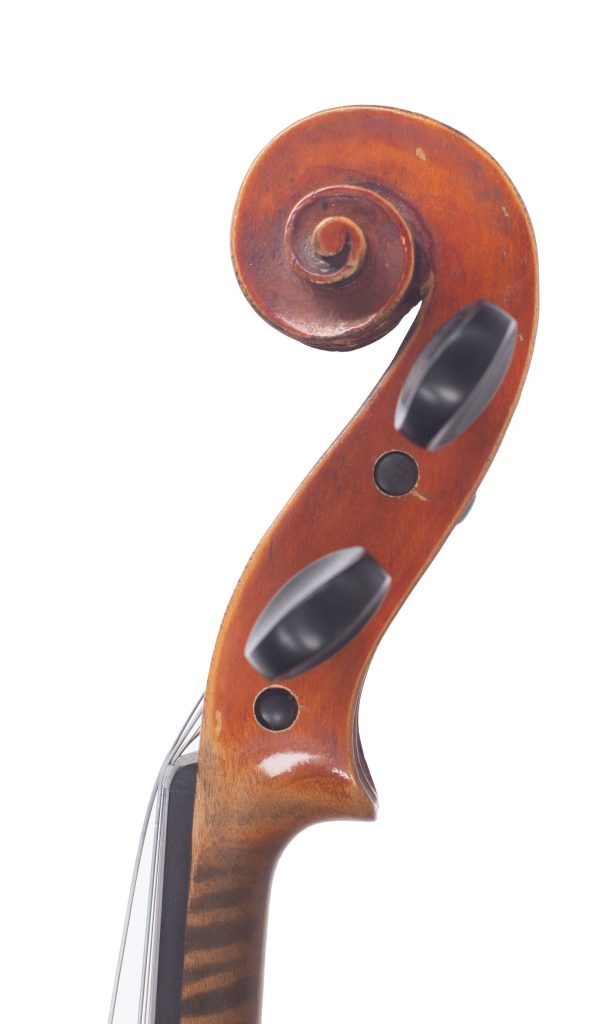Violin, Workshop of Jérôme Thibouville-Lamy, Mirecourt, circa 1920 — scroll